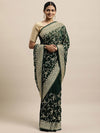 Kasee Green & Gold-Toned Floral Embroidered Pure Georgette Saree