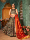 Odette Grey Designer Digital Printed Semi Stitched Lehenga With Unstitched Blouse (Set of 3)