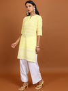 Vishudh Yellow Floral Embroidered Thread Work Straight Kurta