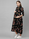 MomToBe Woman Black Floral Maternity Maxi Dress