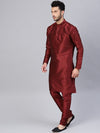 Sojanya Men Maroon Solid Straight Kurta with Churidar