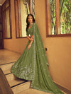 Odette Green Faux Georgette Designer Semi Stitched Lehenga With Unstitched Blouse (Set of 3)