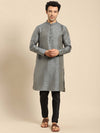 Amodh by Kisah Men Charcoal Grey Kurta (Set of 2)