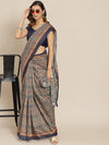 Silk Land Beige & Navy Blue Kalamkari Saree