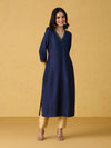 Likha Viscose Silk Navy Zari Thread Work Straight Kurta