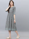 Vishudh Women Grey Printed A-Line Ethnic Dress