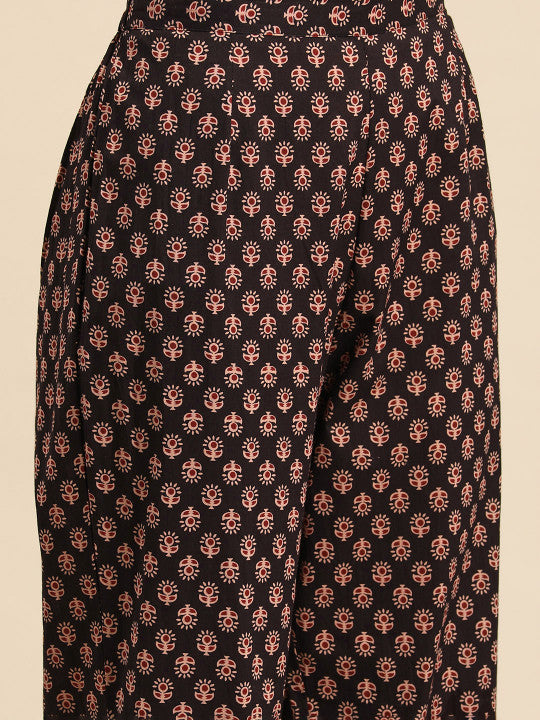 anayna Women Printed Anarkali Gotta Patti Pure Cotton Kurta with Palazzos & With Dupatta