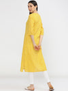 Vishudh Women Yellow Printed Kurta