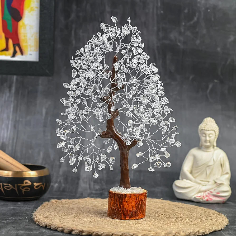 BEZAVO Clear Quartz Crystal Tree – Artificial Tree for Home & Office Decoration | Feng Shui Tree for Prosperity & Positive Energy | Ideal Gift for Men & Women – Weddings, Birthdays & Anniversaries