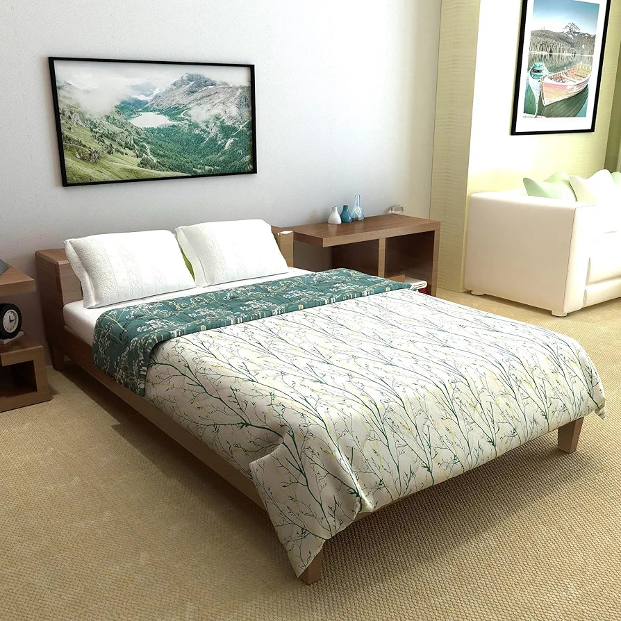 Divine Casa Microfibre All Weather Lightweight 120 GSM Printed Reversible Double Bed Quilt Comforter Blanket - | TC - 144