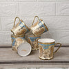 Femora Golden Leaf Tea Mugs Ceramic Tea Cups Coffee Mugs Set of 6 - 800 gms