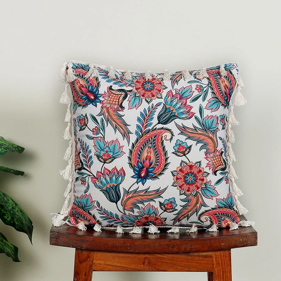 ishro home Premium Cushion Cover Set of 1 | Cushion Cover 16 inch x 16 inch – Soft European Standard Fabric, Frill Design, Machine Washable | 