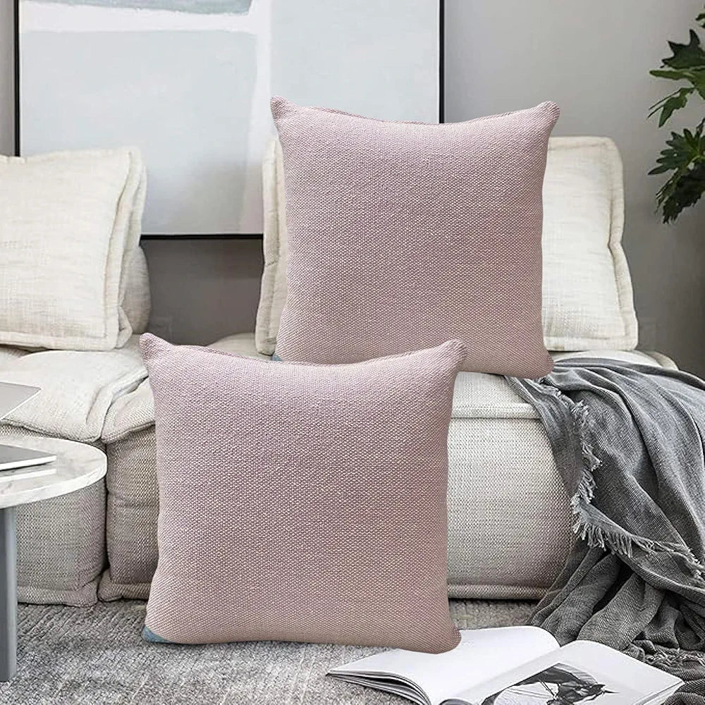 SAJAVAT HOME Cotton Cushion Cover 16X16 Inches  – Soft Decorative Cushion Cover for Sofa, Bed, or Chair –Beige & Purple, Pack of 1