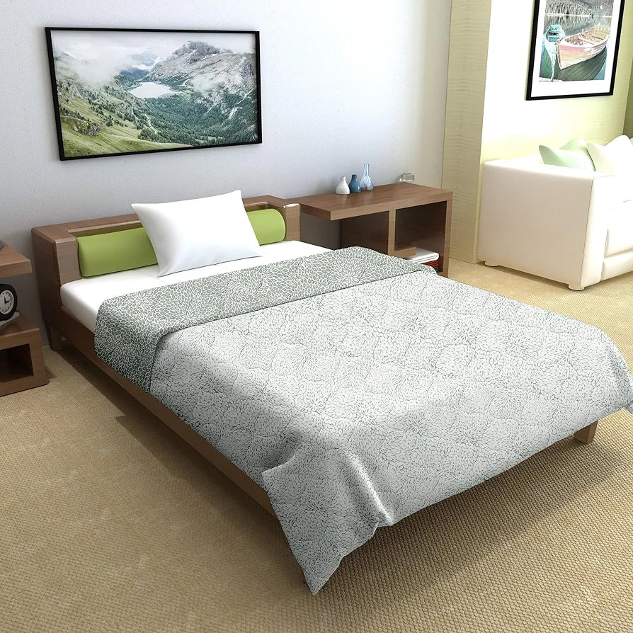 Divine Casa Microfibre All Weather Lightweight 120 GSM Printed Reversible Single Bed Size Quilt Comforter Blanket - | TC - 120