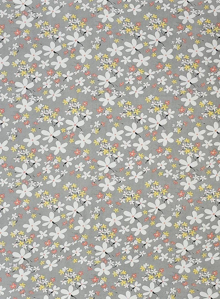 Homefab India 180 TC Microfiber Single BedSheet with 1 Pillow Cover - Light Grey, Floral