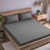 Trance Home Linen Premium Skin Friendly 100% Cotton Jacquard Weave Fitted Bedsheet for King Size Bed with 2 Pillow Cover 300TC 78 x 72 InchesColour Dark Grey