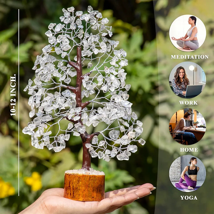 silver money tree picture HindCraft Clear Quartz Crystal Tree Silver Wire 10-12 inch