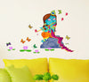 Decals Design Lord Krishna with Flute in Butterfly Background Wall Sticker Multicolour