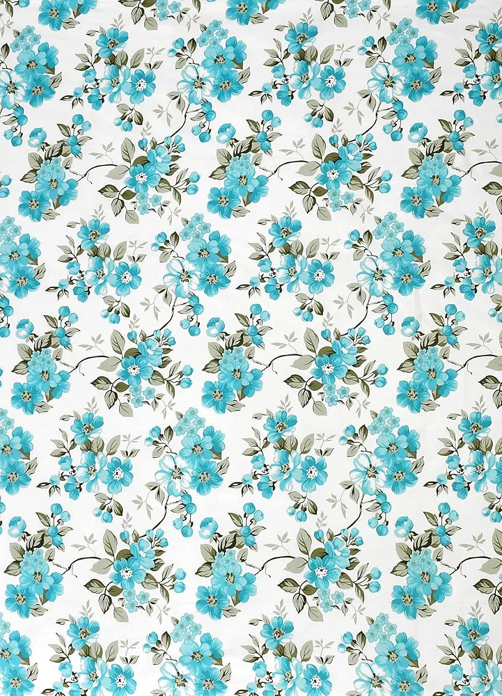 Homefab India 180 TC Microfiber Single BedSheet with 1 Pillow Cover - Aqua, White, Floral