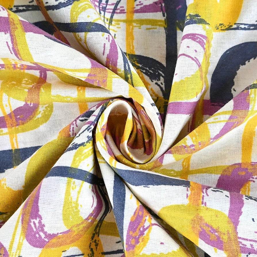 Divine Casa 144 TC 100% Pure Cotton Queen Size Double Bed Bedsheet with 2 Pillow Covers | Soft, Durable & All-Weather Comfortable Easy Care Sheet | Size 222 x 254 CM | Wavy Pattern | Charcoal Yellow