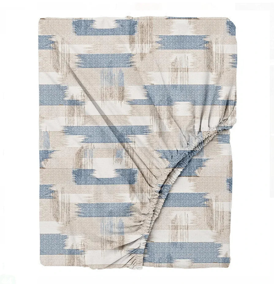 Trance Home Linen 100% Cotton 180 TC Bedsheet | Queen Size Printed Fitted Bedspread with 2 Pillow Covers 