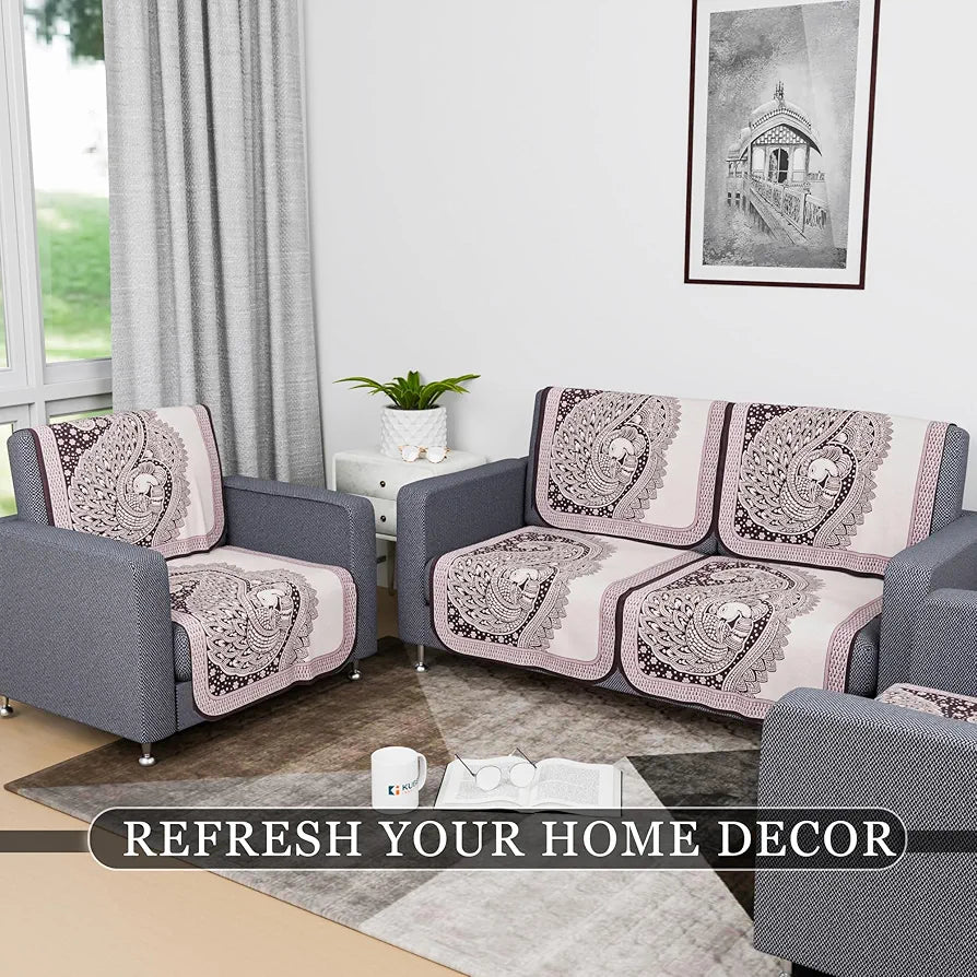 Kuber Industries Sofa Cover | Net 2+1+1 Seater Sofa Slip Cover Set | Couch Sofa Cover Set | Sofa Cover for Home | Sofa Slipcover Set | Sofa Cover for Living Room | Mor Digital-837 | Purple