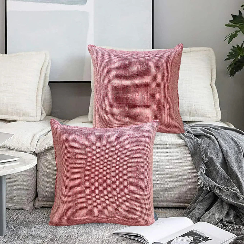 SAJAVAT HOME Cotton Cushion Cover 16X16 Inches  – Soft Decorative Cushion Cover for Sofa, Bed, or Chair –Beige Pink, Pack of 1