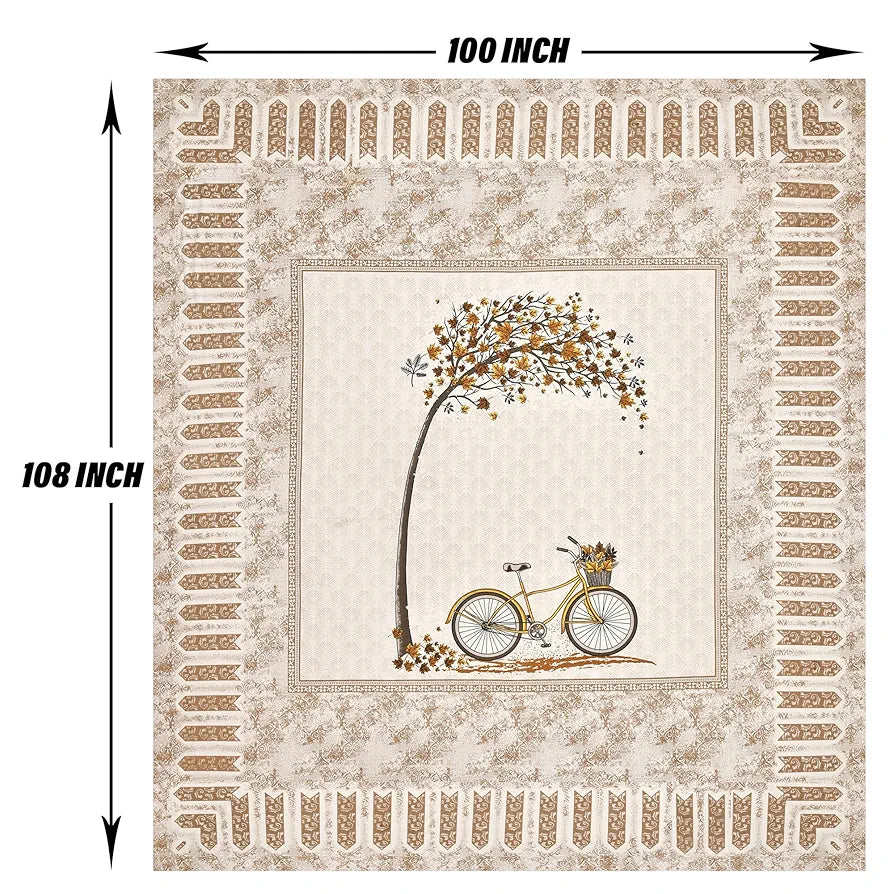 Kuber Industries Double Bedsheet with 2 Pillow Covers | 160 TC Premium Cotton Bedsheet for Double Bed | Bedsheet for Living Room-Home & Hotels | Photo Frame Cycle | 100x108 Inch | Brown