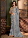 Satrani Floral Embroidered Sequinned Baluchari Saree