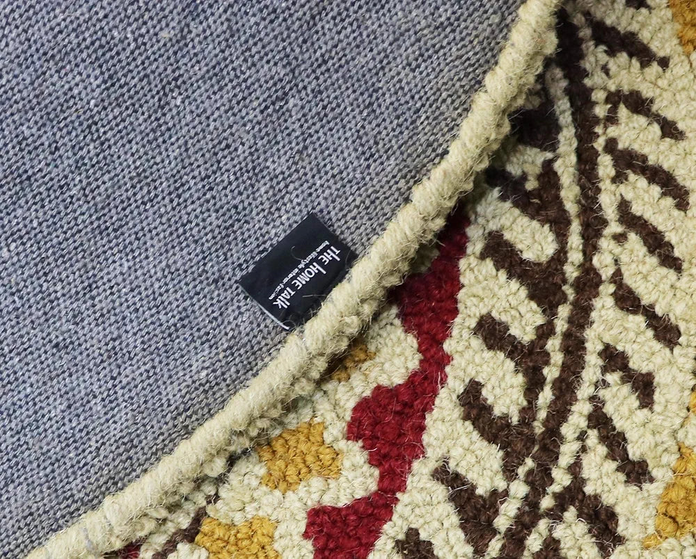 THE HOME TALK Tufted Round Wool Carpet | Anti-Skid Backing Area Rugs for Living Room, Bed Room, Hall, Coffee Table, Parties & Gatherings | Handmade Rugs | Home Decoratives |3' Diameter | Multi Rangoli