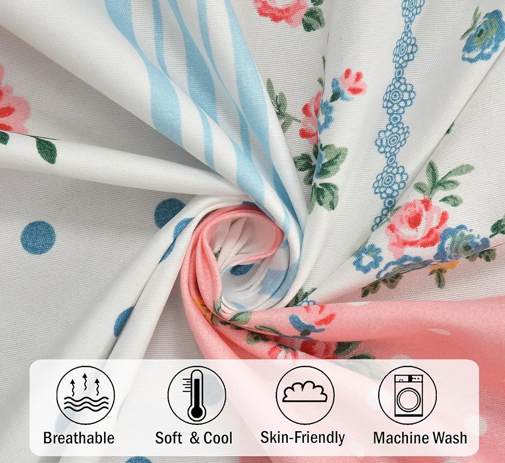 FRESH FROM LOOM Floral Print King Size Fitted Bedsheet Set - Microfiber, 240 TC, Hypoallergenic, 2 Pillow Covers Included  | Pink-White)