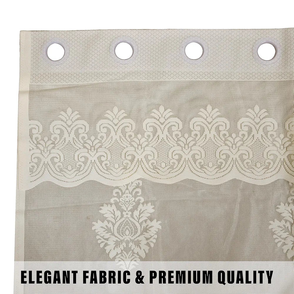 Kuber Industries Door Curtains | Premium Drapes for Bedroom | Sheer Curtain with 8 Rings | Parda for Living Room | Net Frill Door Curtain | 7 Ft | SY15ZZ | Cream