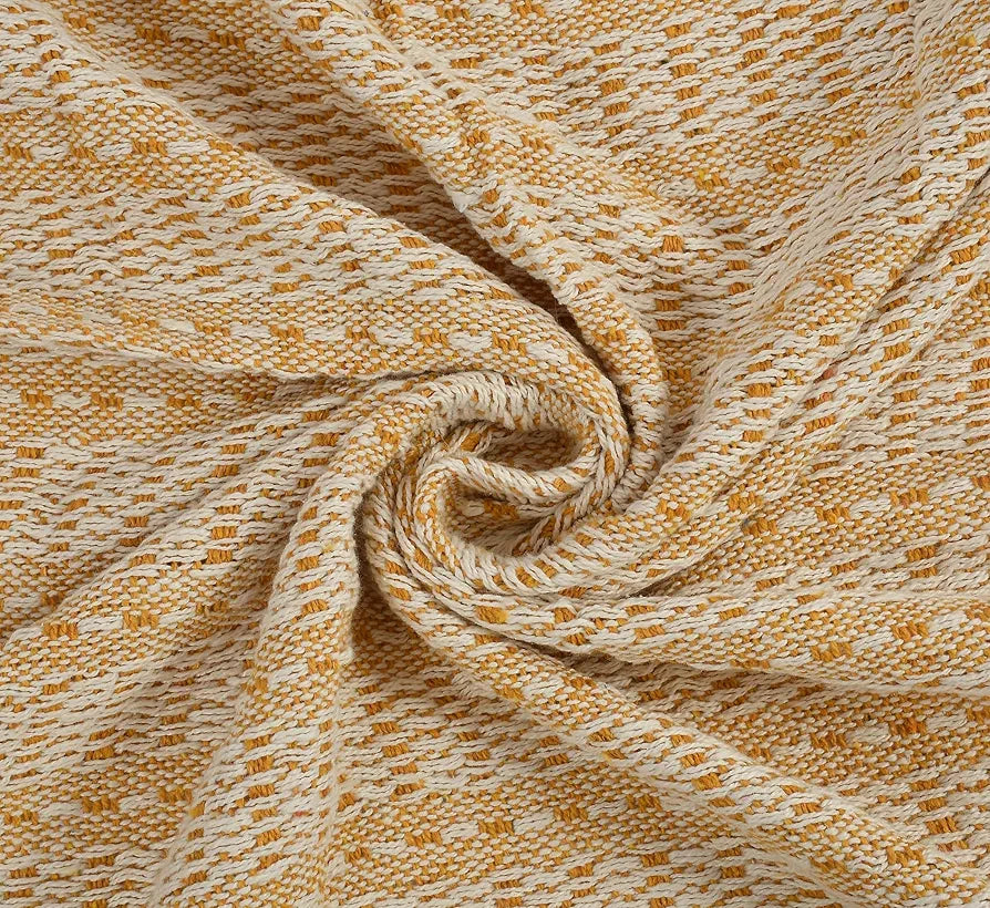 SASHAA WORLD Striped Super Soft & Breathable Throw Blanket | Throw Blanket for Living Room, Bed, Sofa & Chair | Yellow Throw Blanket | 200 x 150 cm