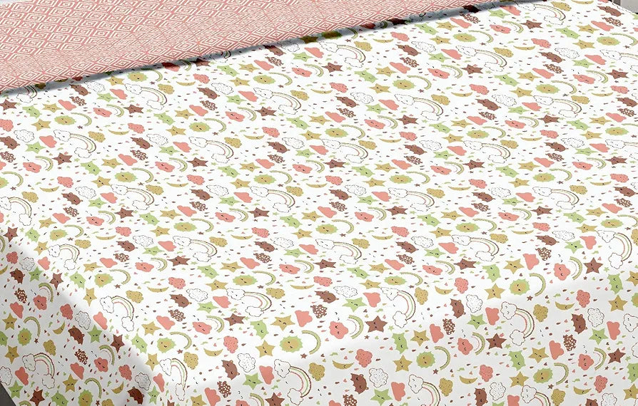 Trance Home Linen 150 GSM Pure Cotton Reversible Dohar Single Bed Size | Ac Blanket Comforter | Soft Light-Weight Bed Blanket 