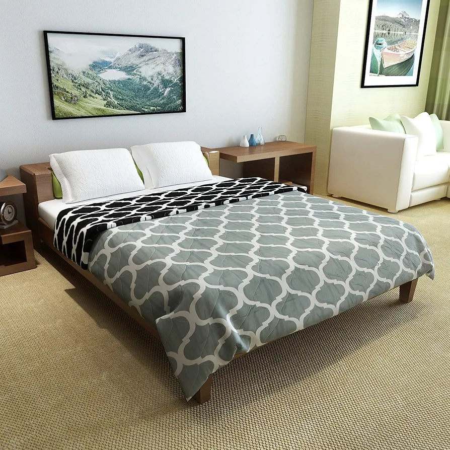 Divine Casa 120 GSM Microfiber Reversible Lightweight Double Bed Size Printed Comforter | AC Blanket 
