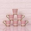 Femora Dropped U Scale Pattern Pattern Golden Tea Mugs Ceramic Tea Cups 6 Pcs Set - 940 gms