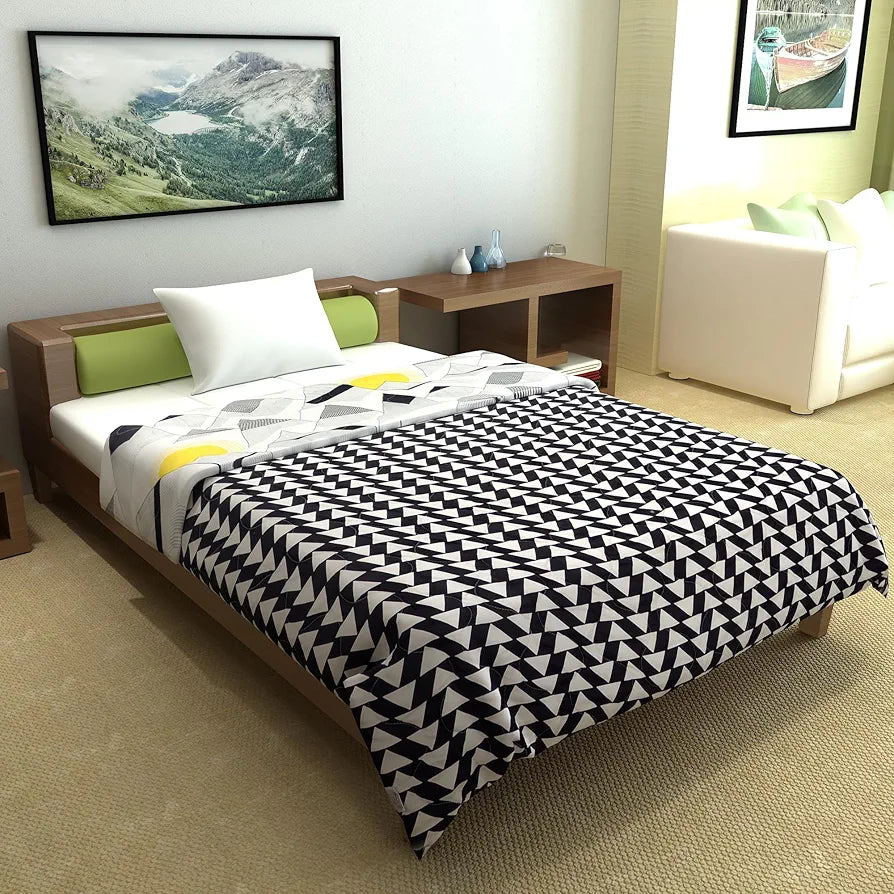 Divine Casa 120 GSM Microfiber Single Bed Comforter | Soft & Lightweight Reversible AC Blanket | All-Season 3-Layered Quilt | 230 x 140 cm, Black Bean