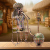 Kraftskala Ethinc Villager on Chair 16 inch Large Metal Decor Showpiece