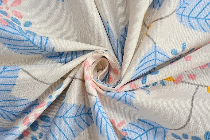 220 TC Premium Cotton Elastic Fitted Bedsheets with 2 Pillow Covers|Double Bed with Corner Elastic Wrinkelfree Supersoft Floral Pattren Breathable |Size-72 x 68 + 6 inches|White & Blue