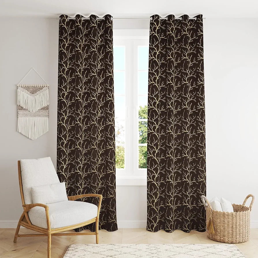 Homefab India Velvet Curtain Room Darkening - Door 7 feet, Pack of 1 Panel, Coffee
