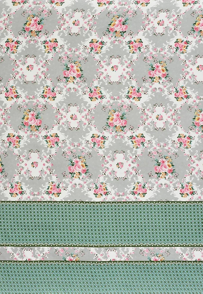 Homefab India 180 TC Microfiber Single BedSheet with 1 Pillow Cover - Green, Grey, Floral