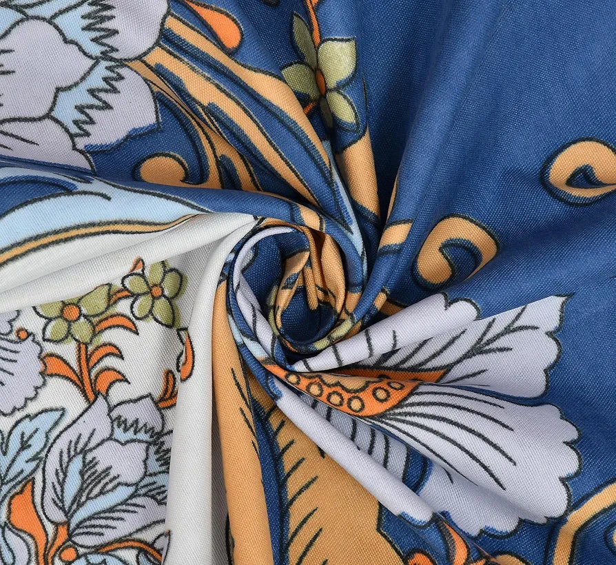 Homefab India 180 TC Microfiber Double BedSheet with 2 Pillow Covers -  -White, Blue, Floral