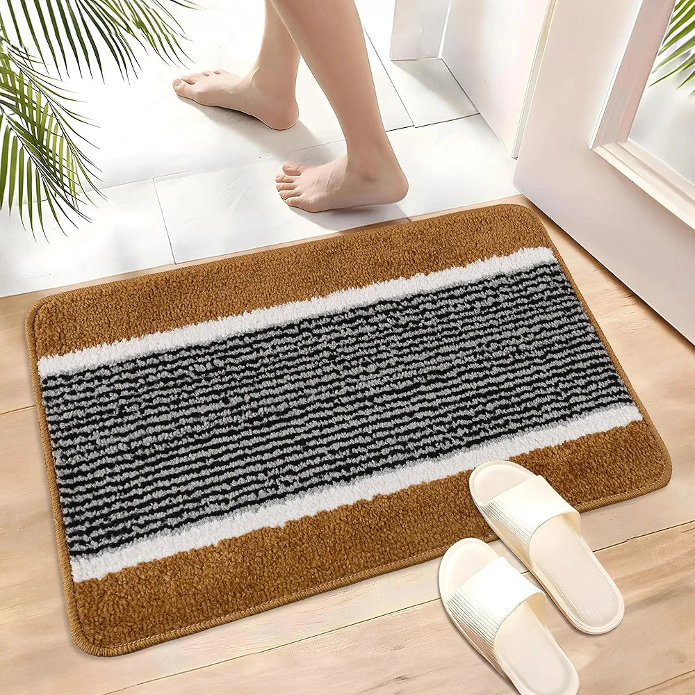 Kuber Industries 16x24 Inch Anti-Skid Water-Absorbent Door Mats for Home | Durable Main Entrance Footmats for Bathroom, Living Room & Office | Micro Wings Lining - Golden