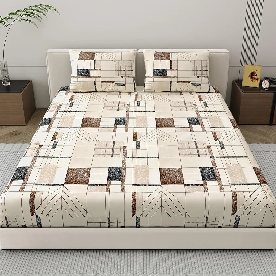 Dreamscape Microfiber Wrinkle & Fade Resistant Double Bedsheet with 2 Pillow Covers - 