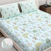 Dreamscape Cotton King Fitted Floral Bedsheet With 2 Pillow Covers Mint Green color