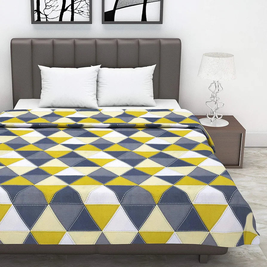 Divine Casa Glace Cotton 120 GSM Reversible Lightweight Malmal Printed Double Bed AC Dohar Blanket for Mild Winter -| TC - 120