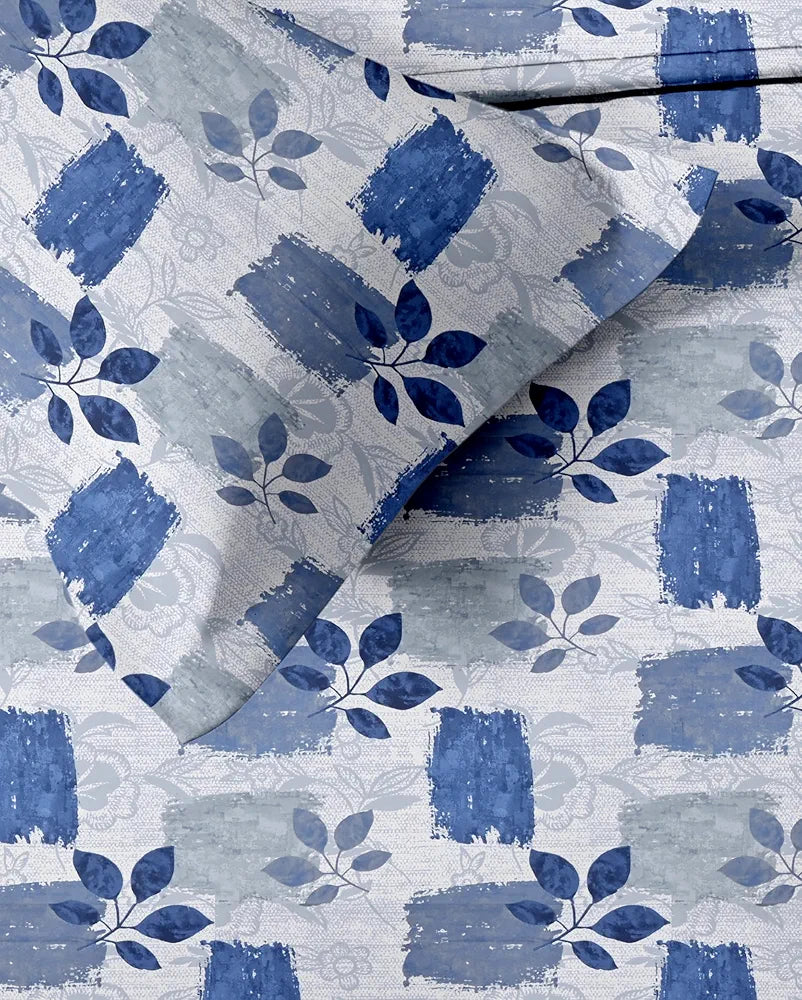 Trance Home Linen 100% Cotton 144Tc Elastic Fitted Bedsheet | Printed Single Bed Size Elasticated Fitted Bedspread with 1 Pillow Cover 