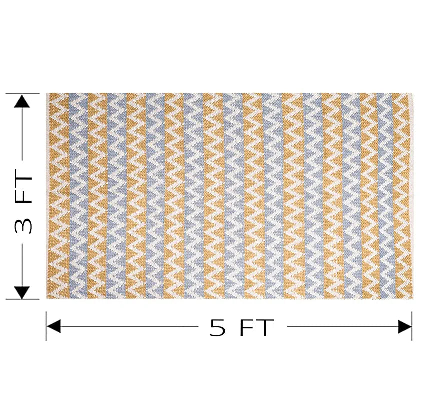 SAJAVAT HOME Cotton Rectangular Floor Rug | Tuscan Sun Yellow & Grey Area Rug for Living Room, Bedroom, and Home Decor | Hand Woven & Reversible Design | 3x5 Feet  | Pack of 1