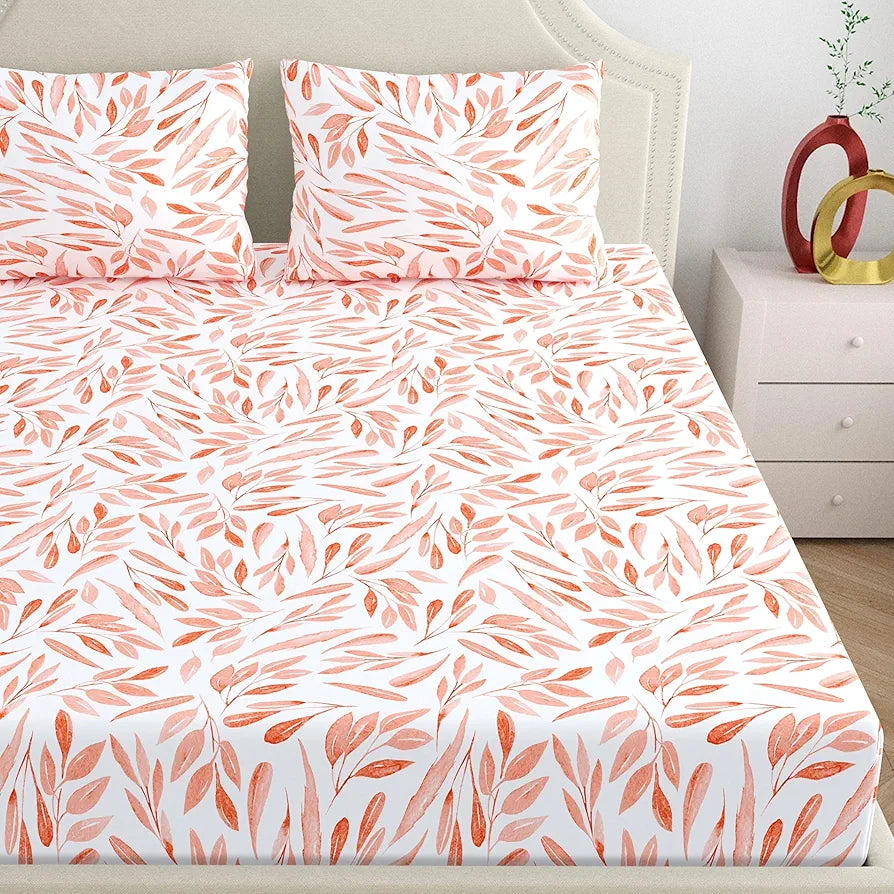 Dreamscape 100% Cotton King Bedsheet with 2 Pillow Covers - 