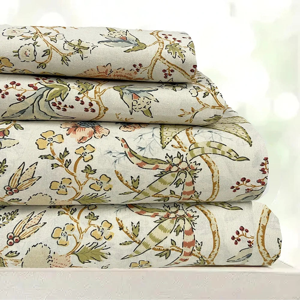 SAJAVAT HOME 100% Pure Cotton King Size Printed Bedsheet Set with 2 Pillow Covers,Soft, Breathable & Skin-Friendly,Luxury Bedding Set, 96x104 Inches ,Pack of 1 , 500 TC